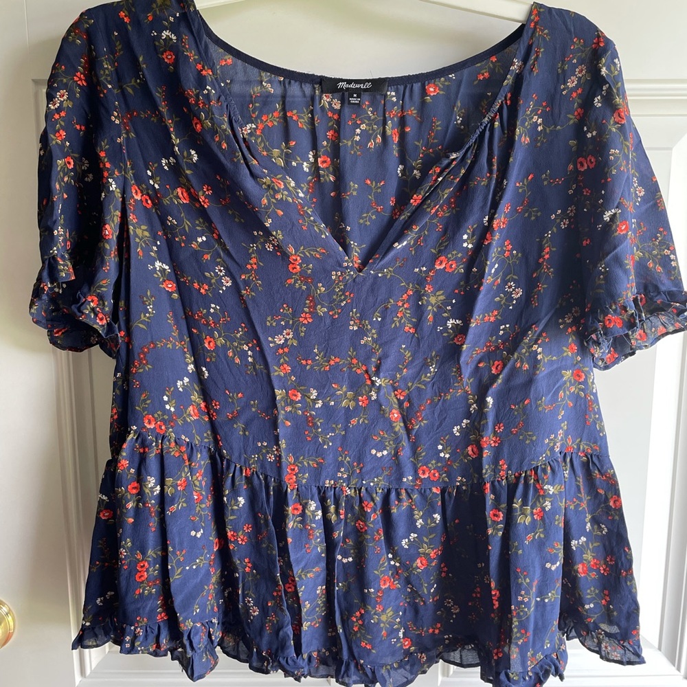 Madewell Navy Floral Top